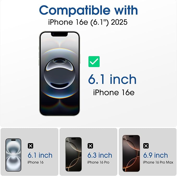 amFilm Auto-Alignment OneTouch for iPhone 16e [6.1''] Screen Protector + Camera Lens Protector, Tempered Glass, 30 Seconds Installation, Bubble Free, Case Friendly, Anti-Scratch [2+2 Pack]