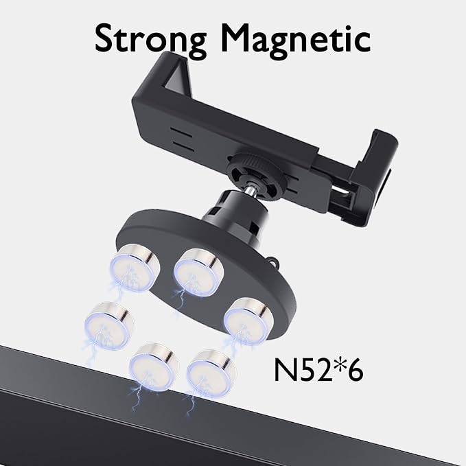 EDSRDUX Gym Magnetic Phone Holder Mount, 360° Rotatable Magnetic Phone Holder for Gym, N52 Magnet Phone Holder for 4.7-6.5" Smartphones, Gym Essentials Accessories