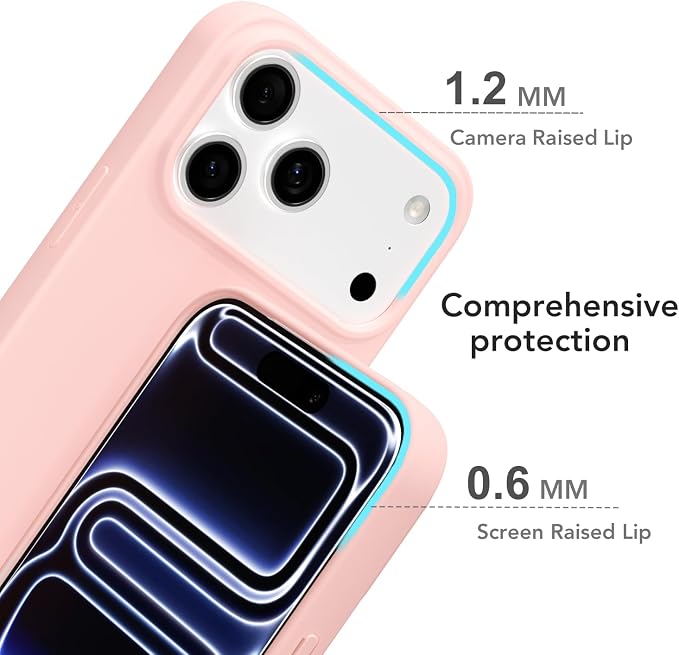 for iPhone 17 Pro Case Silicone Compatible with Magsafe Case, Ultra Slim Thin Magnetic Phone Cases Mag Safe, Cute Soft Rubber Gel TPU Matte Plain Wireless Charging Cover for Women, Light Pink
