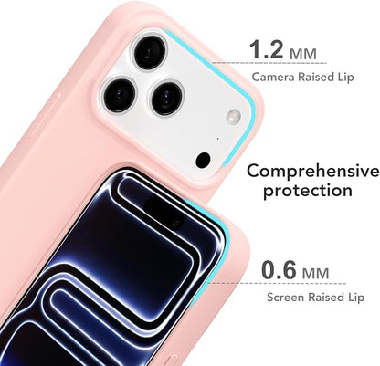 for iPhone 17 Pro Case Silicone Compatible with Magsafe Case, Ultra Slim Thin Magnetic Phone Cases Mag Safe, Cute Soft Rubber Gel TPU Matte Plain Wireless Charging Cover for Women, Light Pink