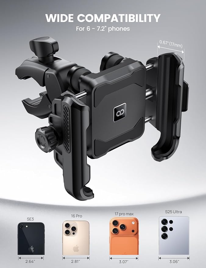 Lamicall Motorcycle Bike Phone Mount - [Upgrade Vibration Dampener] [Camera Friendly] Bike Phone Holder Handlebar Clamp, Bicycle Cell Phone Mount, iPhone 17 16 Pro Max, Galaxy S25 Ultra, 6-7.2" Phones