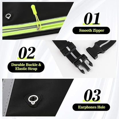 Slim Running Belt Fanny Pack for Men Women, Waist Bag, Large Capacity, Ultra-Thin Design, Waterproof, Runners Pouch Waist Pack, Phone Holder for Running Sports Walking Traveling