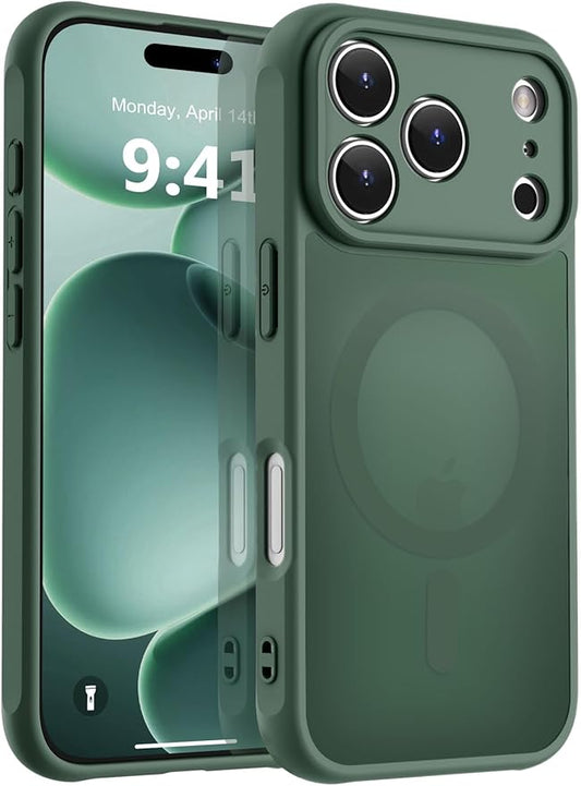 MOCCA Magnetic for iPhone 17 Pro Max Case, (Compatible with Magsafe) (16FT Military Grade Protection) Full Camera Protection Anti-Fingerprint Slim Translucent Matte Phone Cover 6.9",Midnight Green