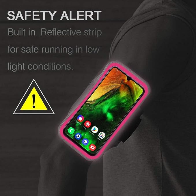 Galaxy A56 A55 A54 Armband, JEMACHE Water Resistant Gym Running Workouts Arm Band for Samsung Galaxy A52 A53 A54 A55 A56 with Key Holder (Rosy)