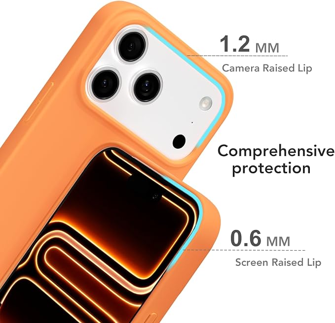 for iPhone 17 Pro Max Case Silicone Compatible with Magsafe Case, Ultra Slim Thin Magnetic Phone Cases Mag Safe, Cute Soft Rubber Gel Matte Plain Wireless Charging Cover for Women, Neon Orange