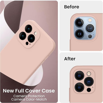 FireNova Designed for iPhone 13 Pro Case, Silicone Upgraded [Camera Protection] Phone Case, Soft Anti-Scratch Microfiber Lining Inside, 6.1 inch, Pinksand