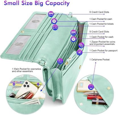 nuoku Women Small Crossbody Bag Cellphone Purse Wallet with RFID Card Slots 2 Straps Wristlet