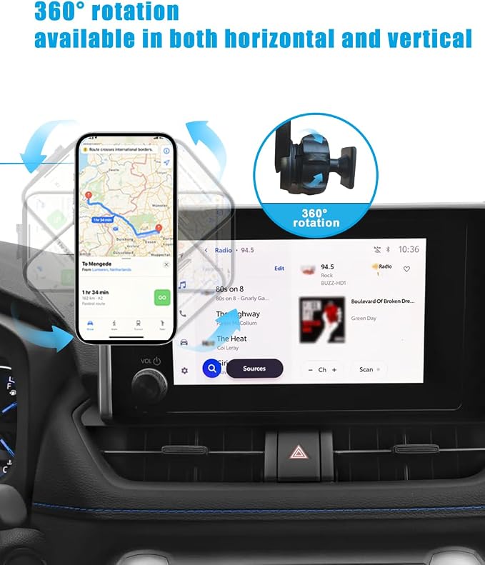 Magnetic Car Phone Holder for Toyota RAV4 Accessories 2019 2020 2021 2022 2023 2024 2025 Cell Phone Mount for RAV4 LE/SE/XLE/XLE Premium/Adventure(with 7/8-inch Screen only)