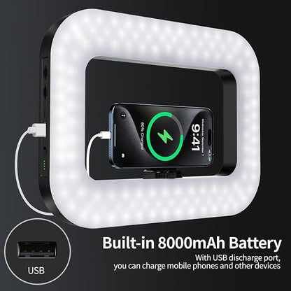yAyusi Magnetic Cell Phone Light for Video Recording, Handheld Phone Stabilizer with Light, 8000mAh LED Selfie Phone Ring Light with Phone Holder, Smartphone Video Rig for Camera, Vlog, TikTok