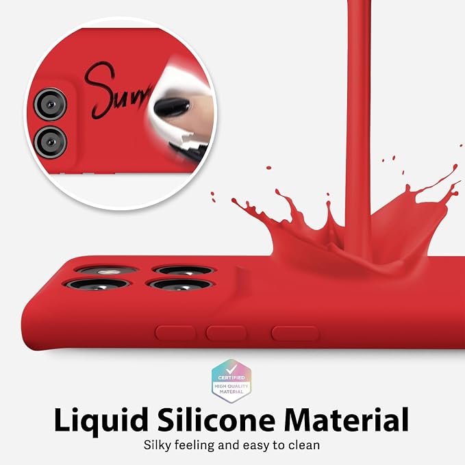 oakxco for Motorola Moto Edge 2025 Phone Case Liquid Silicone, Thin Slim Soft Rubber Gel TPU Plain Protective Simple Cover for Women Girl Cute, Matte Solid Color Aesthetic, Red