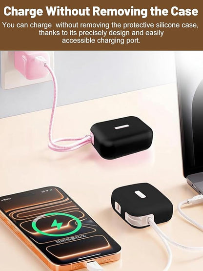 Silicone Protective Case Compatible with TORRAS EasyGo Power Bank 45W Ultra-Fast Charging 10000mAh, Full-Body Protective Cover with Precise Cutouts, Shockproof & Scratch-Resistant Sleeve (Black)