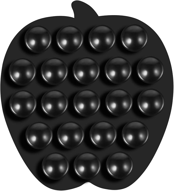 Suction Cup Phone Mount, Phone Accessories Hands-Free Strong Grip Holder for Selfies and Videos, Sticky Grip Mirror Shower Phone Holder(Apple Shaped, Black)