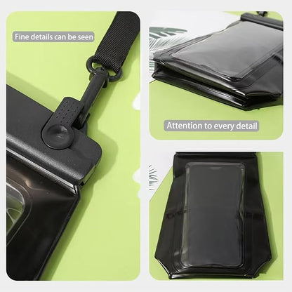 IPX8 Waterproof Phone Case, Waterproof Phone Pouch, Large Capacity Floating Phone Dry Bag for Floating Diving Beach Hiking Camping Sports Outdoor (Clear Black)