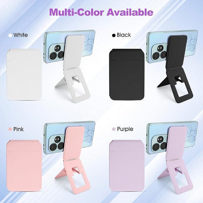 Phone Stand, Foldable Magnetic Phone Tripod, Angle Adjustment & Strong Magnets PU Leather Phone Stand, Compatible with All Smart Phone 16/15/14/13/12 (Purple)