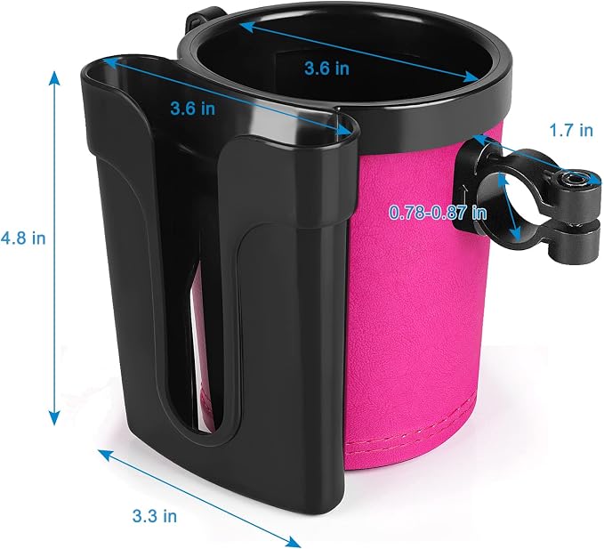 Accmor 3-in-1 Bike Cup Holder with Cell Phone Keys Holder, Bike Water Bottle Holders, Universal Bar Drink Cup Can Holder for Bicycles, Motorcycles, Scooters, Black Pink