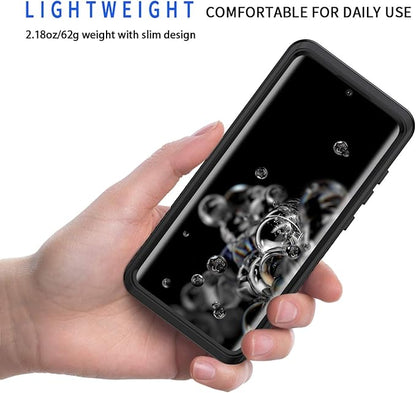 Lanhiem for Samsung Galaxy S20 Ultra Case, IP68 Waterproof Dustproof with Built-in Screen Protector, Heavy Duty Full Body Protective Phone Case for Samsung S20 Ultra 5G, Black/Clear