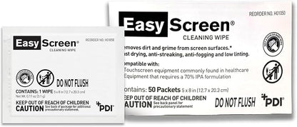 Easy Screen, Premium Screen Cleaning Wipes, Electronics, Touchscreens, and Glasses Cleaner, 50 Individual Packets Per Box, Large 5” x 8” Wipe