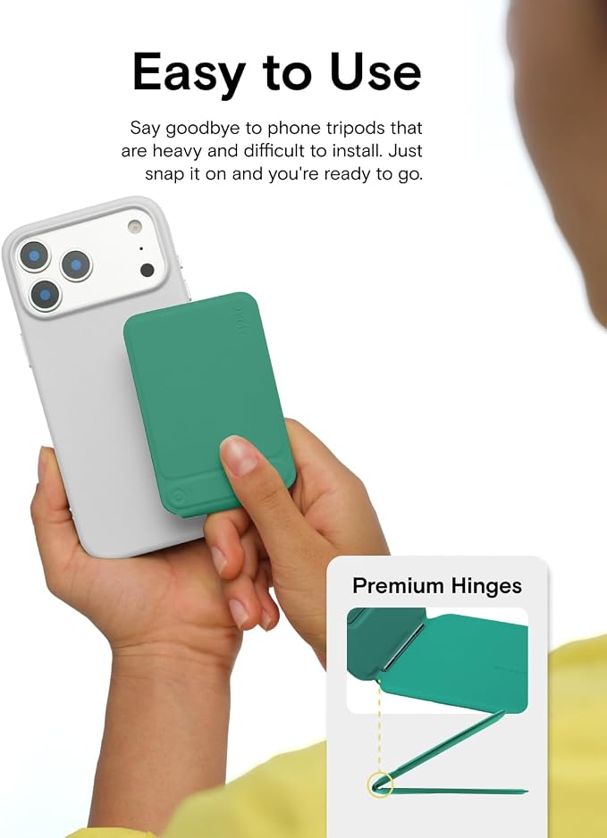 MOFT Phone Tripod Wallet for iPhone, Mulit-Angles, Lightweight & Portable Phone Stand, MOVAS Vegan Leather Magnetic Wallet, Strong Magnets, NFC Card Holder,Travel Essential, Oz Green (with Card Slot)
