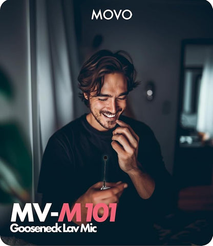 Movo MV-M101 Gooseneck Omnidirectional Lavalier Microphone- Compatible with DJI Mic/Rode Wireless Go Series Wireless Transmitters - Lapel Mic for Interviews and Content Creators (TRS 3.5mm)