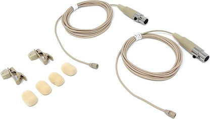 Pair of Lavalier Lapel Mics w/ 4 pin Mini XLR TA4F for Shure Wireless