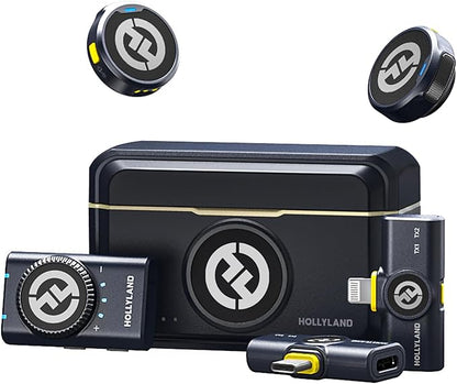 Hollyland Lark M2 Wireless Microphone for iPhone/Camera/Android/PC, 48kHz/24-bit High Fidelity Audio, 300m Range, Noise Cancelling, 40h Use, YouTube, Vlog, Streaming (2TX + 3RX + Charging Case)