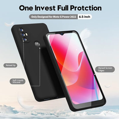 oakxco for Motorola Moto G Power 2022 Phone Case/Moto G Play 2023 Phone Case Liquid Silicone, Thin Slim Soft Rubber Gel TPU Plain Simple Cover for Women, Matte Solid Color,Black