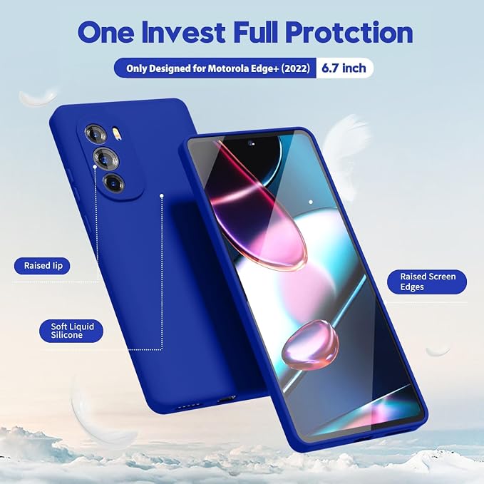 oakxco for Moto Edge Plus 2022/Edge Plus 5G UW 2022 Phone Case Liquid Silicone, Cute Thin Slim Soft Rubber TPU Plain Smooth Gel Cover for Women Girl, Matte Solid Protective & Shockproof, Royal Blue