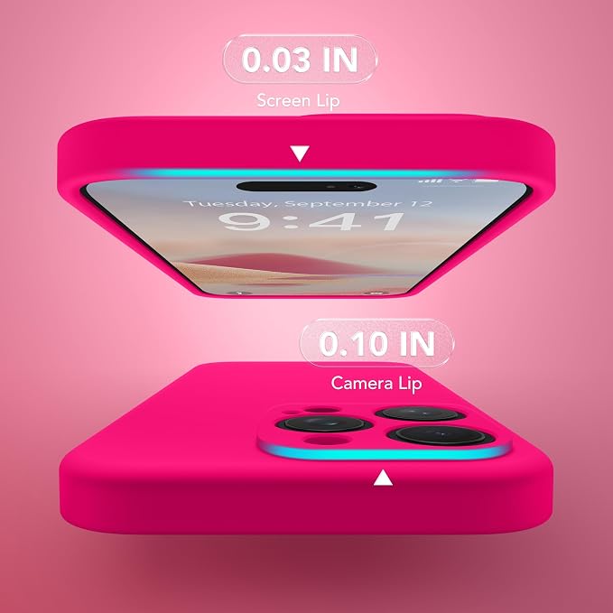 Magnetic for iPhone 15 Pro Max Case, Compatible with MagSafe, [Full Camera Protection][Screen Protector] Silicone Shockproof Protective Phone Case for iPhone 15 Pro Max 6.7", Hot Pink