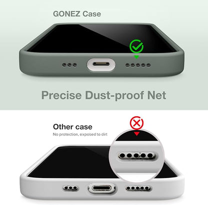 GONEZ Magnetic for iPhone 14 Case, Compatible with Magsafe, with Screen Protector + Camera Protector, Anti-Scratch Microfiber Lining, Liquid Silicone Shockproof Protective Phone Case, Calke Green