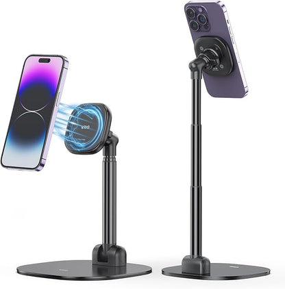 VRIG Magnetic Desk Phone Stand for Office/Home, 360°Rotation Phone Holder with Magnetic Ring Height&Tilt, Adjustable Cell Phone Stand for iPhone 16 15 14 13 12 and More/Android