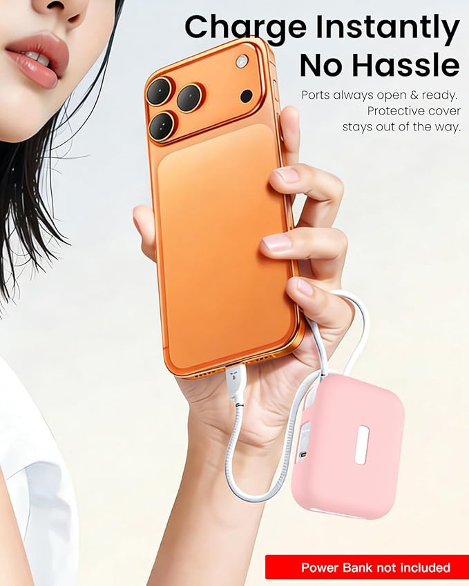 Silicone Case for TORRAS EasyGo Power Bank 45W 10000mAh,Full-Body Protective Cover for TORRAS Power Bank 45W,Precise Port Cutouts (Case Only) Pink