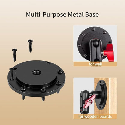 Wall Mounted Phone Holder Magic Arm 360° Rotation Adjustable Metal Base Screw in Wall Sturdy for Kitchen Bedroom Home 32 Inch Metal Phone Clip