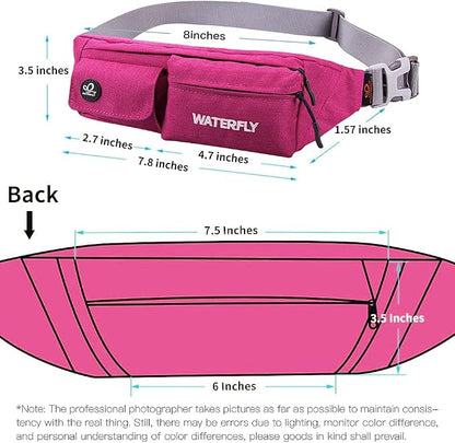 WATERFLY Fanny Pack Slim Soft Polyester Water Resistant Waist Bag Pack for Man Women Carrying iPhone 8 Samsung S6