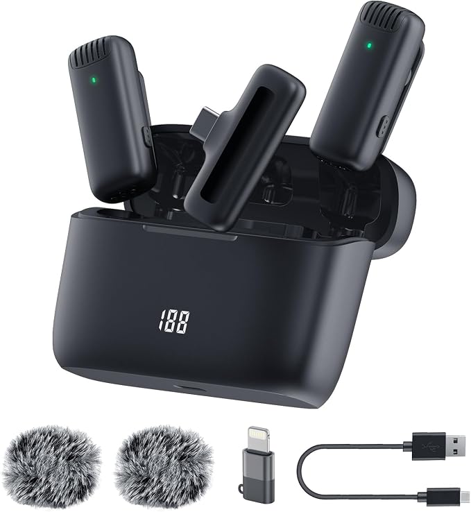 Labstandard Wireless Lavalier Lapel Microphone for iPhone, iPad, mini Video Recording Mic for Interview Video Podcast Vlog YouTube & Livestream, Noise Reduction, Plug & Play (J13 Pro)