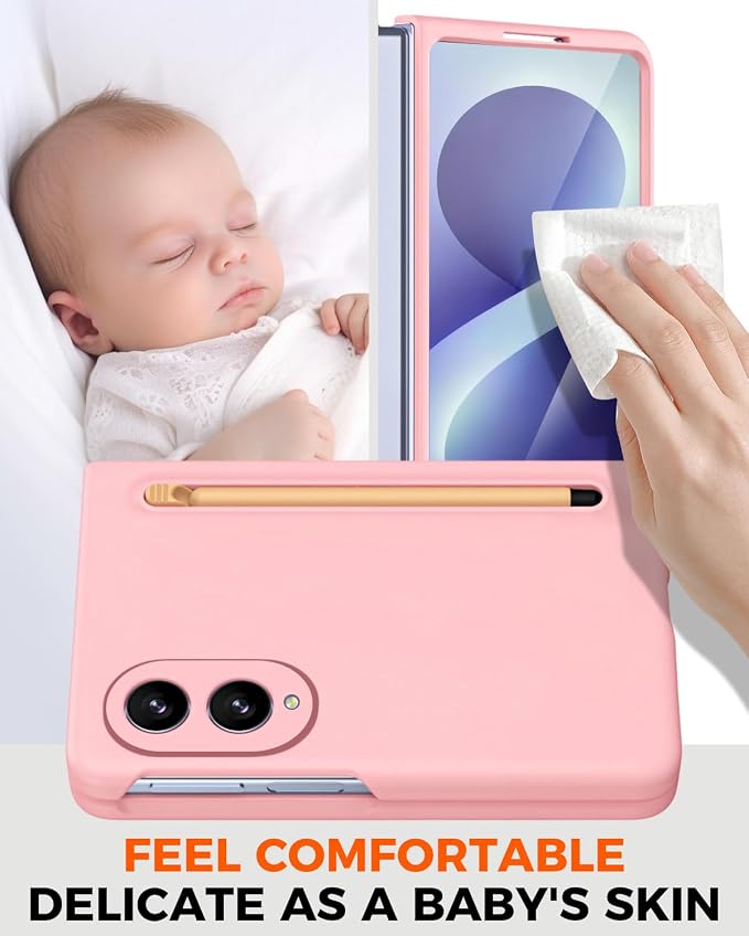 NINKI Spen for Samsung Galaxy Fold 8 Case with Built-in Screen Protector,Stylus Pen Holder Heavy Duty Rugged Shockproof Dustproof Pen Storage Hard Case for Galaxy Fold 8 Pink