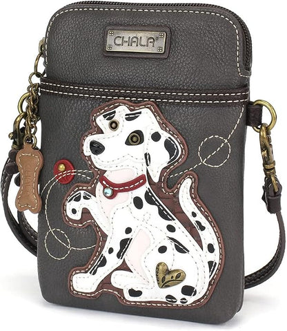 CHALA Dog Collection Cell Phone Crossbody Purse-Women PU Leather/Canvas Multicolor Handbag with Adjustable Strap