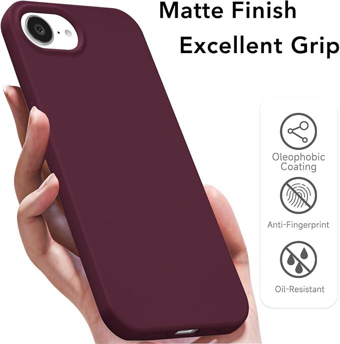 for iPhone 17e 16e Case Silicone Compatible with Magsafe Case, Ultra Slim Thin Magnetic Phone Cases Mag Safe, Cute Soft Rubber Gel TPU Plain Wireless Charging Cover for Women, Burgundy Maroon