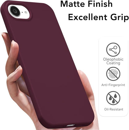 for iPhone 17e 16e Case Silicone Compatible with Magsafe Case, Ultra Slim Thin Magnetic Phone Cases Mag Safe, Cute Soft Rubber Gel TPU Plain Wireless Charging Cover for Women, Burgundy Maroon