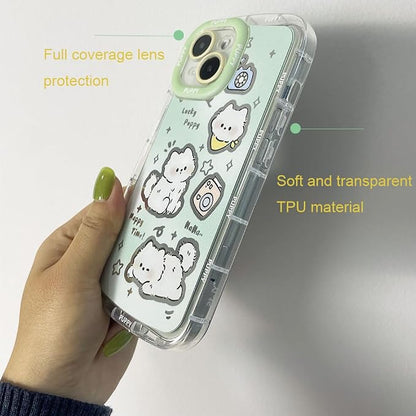 for iPhone 15 Case Animals Cartoon Pattern Soft TPU Protective Shockproof Aesthetic Phone Cover (Cat, for iPhone 15)