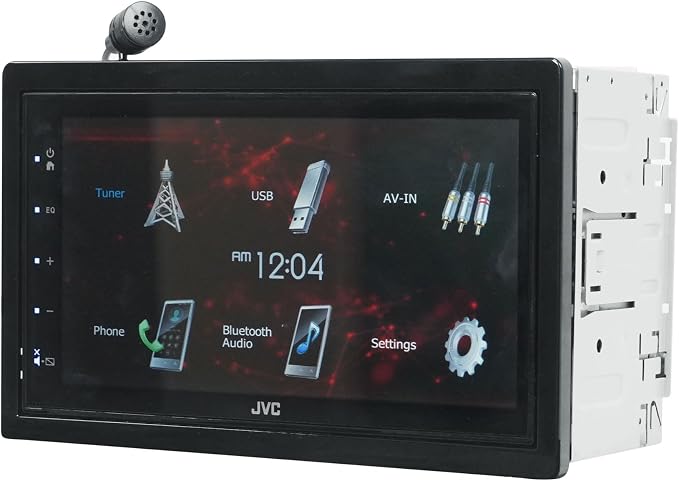 Audiosaving Bundle: (1) Jvc Kw-M180BT 6.8" Car Monitor Iphone Android Bluetooth Receiver USB/3 Pre-Outs Bundle With (1) Rockville Rbc5B Black Metal Car License Plate Camera+Night Vision+Distance Lines