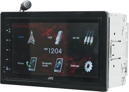 Audiosaving Bundle: (1) Jvc Kw-M180BT 6.8" Car Monitor Iphone Android Bluetooth Receiver USB/3 Pre-Outs Bundle With (1) Rockville Rbc5B Black Metal Car License Plate Camera+Night Vision+Distance Lines