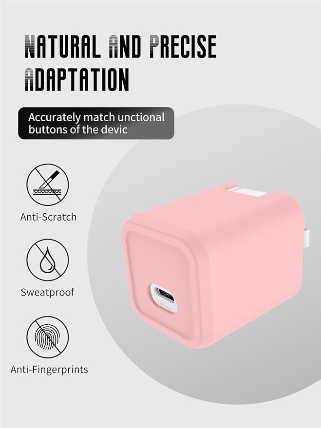 Case for Mophie 45W 1-Port USB-C Charger, Kids-Friendly Soft Silicone Protective Cover, Shockproof, Waterproof (Pink)