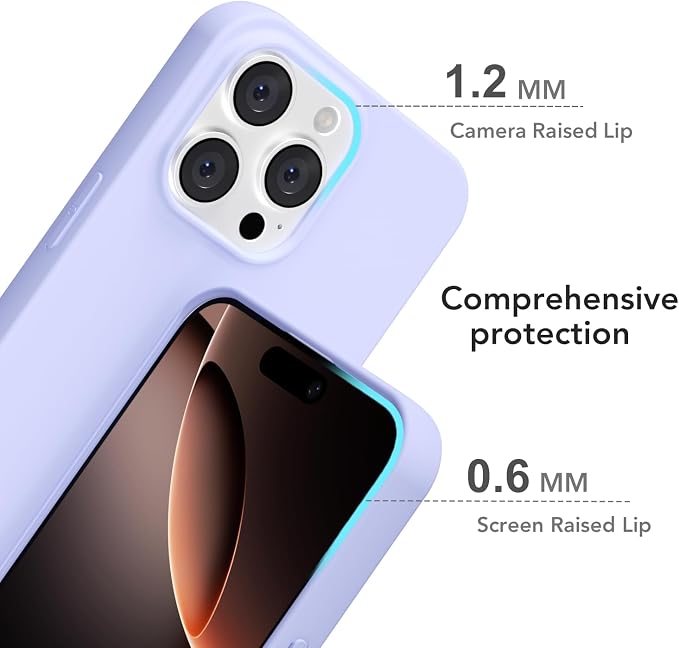 for iPhone 16 Pro Case Silicone Compatible with Magsafe Case, Ultra Slim Thin Magnetic Phone Cases Mag Safe, Cute Soft Rubber Gel Matte Plain Wireless Charging Cover for Women, Purple Lavender