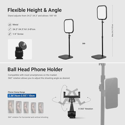 NEEWER Basics 10.8" Video Conference Lighting with Desk Stand & Phone Holder, 15W Bi Color Edge Lit Full Screen Light CRI95+ for Computer Laptop Webcam Zoom Calls Streaming
