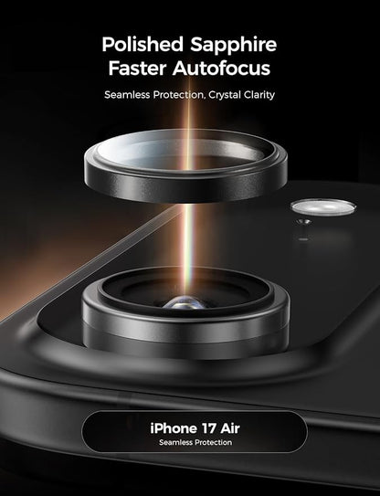 MAGIC JOHN for iPhone Air Camera Lens Protector [Alignment Kit&1:1 Invisible Fit] 9H Aerospace Tempered Glass, Ultra HD, Metal Individual Ring，Case Friendly, Set of 2,Black