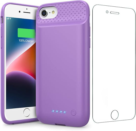 Battery Case for iPhone 8/7/6s/6/SE (2022/2020),[2025 Upgraded] 7000mAh Ultra-Slim Portable Extended Charger Cover for iPhone 8/7/6s/6/SE (2022/2020) Charging Case (4.7 Inch)-Purple