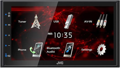 Audiosavings Bundle: JVC KW-M180BT 6.8" Car Monitor iPhone Android Bluetooth Receiver w/USB+Camera