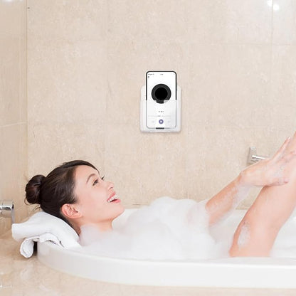 Gosknor 2pcs Wall Mount Phone Holders, Clear Plastic Cell Phone Stand with Charging Hole, Practical Smartphone Accessories for Bathroom & Shower