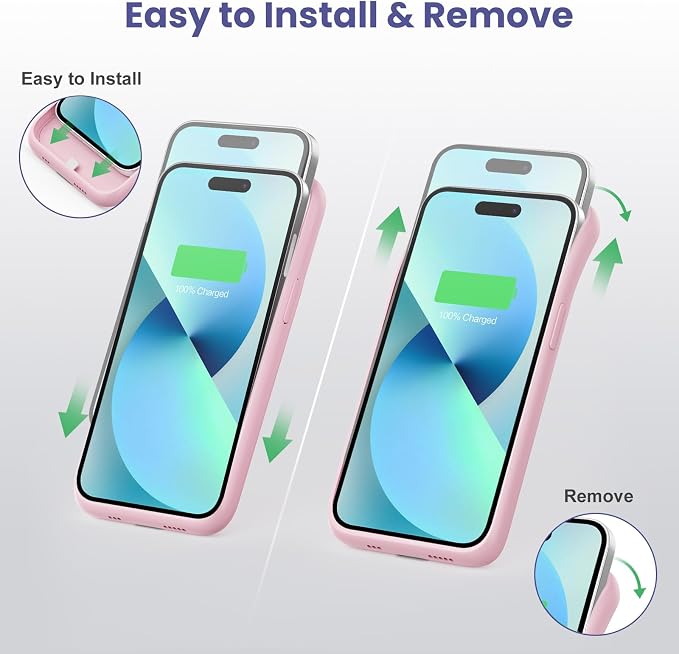 Battery Charging Case for iPhone 12Pro Max/13Pro Max/14Pro Max/14Plus (6.7 Inch), Powerful 8600mAh Portable Rechargeable Charger Case for iPhone 14ProMax/14Plus/13Promax/12Promax Battery Case-Pink