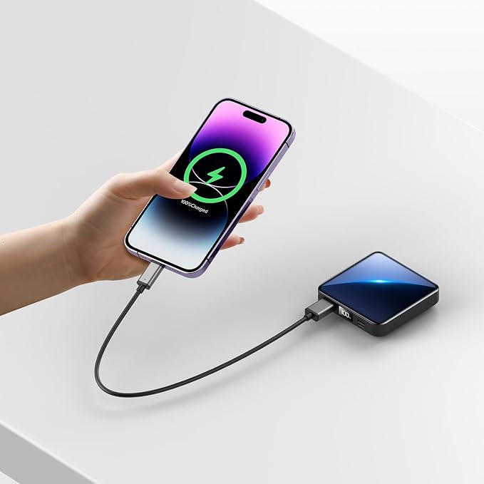 ummz Portable Charger with Built-in Cable,12000mAh 22.5W Fast Charging Small Power Bank,USB C Input/Output with Smart LED Display,External Battery Pack for iPhone,Tablet,Samsung